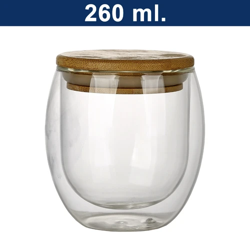 Vaso Vidrio Doble Pared con Tapa M7